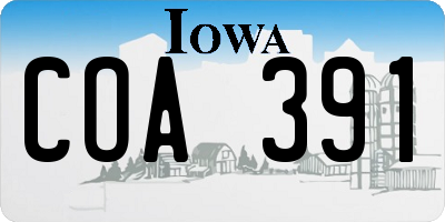 IA license plate COA391