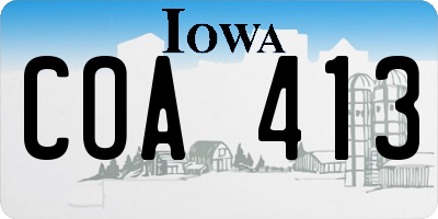IA license plate COA413