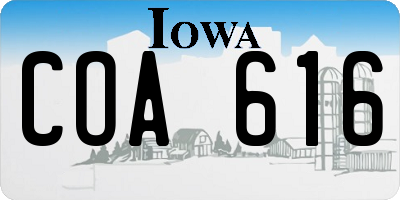 IA license plate COA616