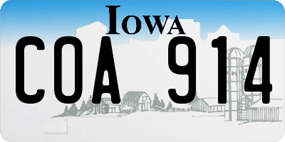 IA license plate COA914