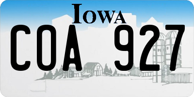 IA license plate COA927