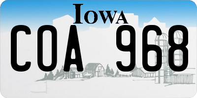 IA license plate COA968