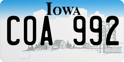 IA license plate COA992