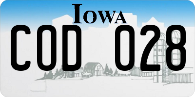 IA license plate COD028