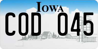 IA license plate COD045