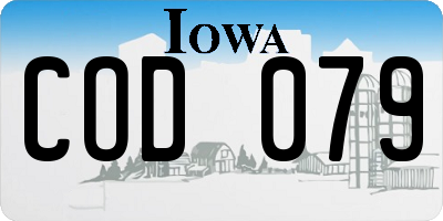 IA license plate COD079