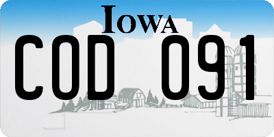 IA license plate COD091