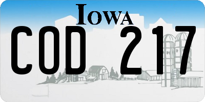 IA license plate COD217