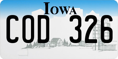 IA license plate COD326