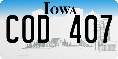 IA license plate COD407