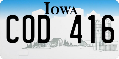 IA license plate COD416