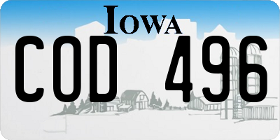 IA license plate COD496