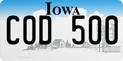IA license plate COD500
