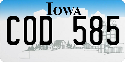 IA license plate COD585