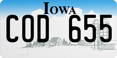 IA license plate COD655