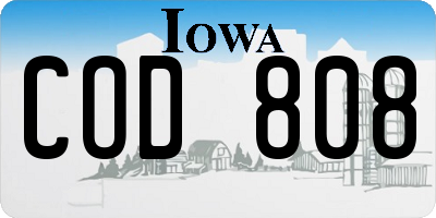 IA license plate COD808