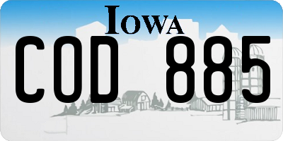 IA license plate COD885