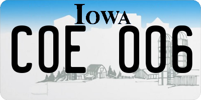 IA license plate COE006