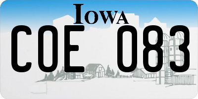 IA license plate COE083