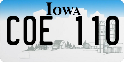 IA license plate COE110