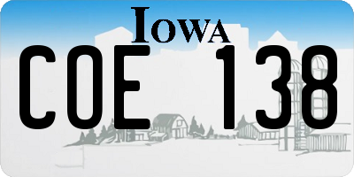 IA license plate COE138