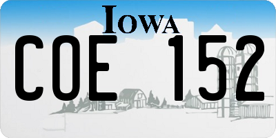 IA license plate COE152