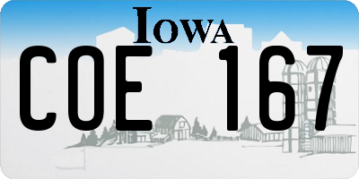 IA license plate COE167