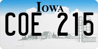 IA license plate COE215