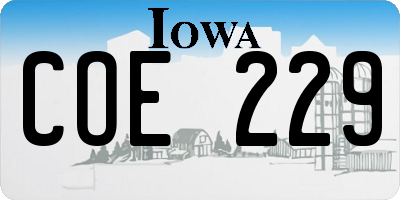 IA license plate COE229