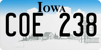 IA license plate COE238