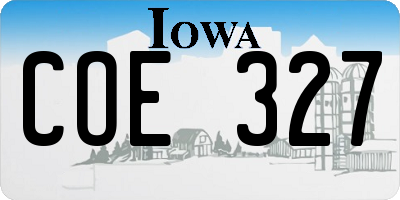 IA license plate COE327