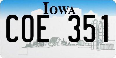 IA license plate COE351