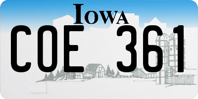 IA license plate COE361