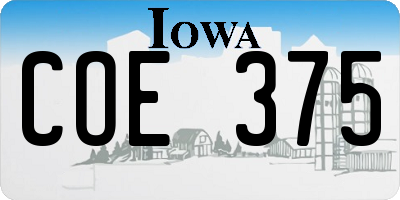 IA license plate COE375