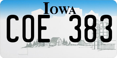 IA license plate COE383