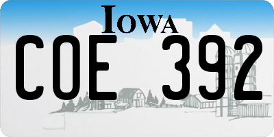 IA license plate COE392