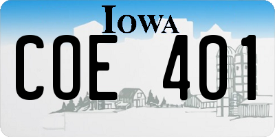 IA license plate COE401
