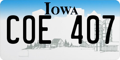 IA license plate COE407