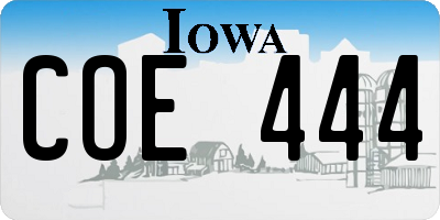 IA license plate COE444