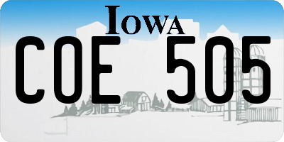 IA license plate COE505