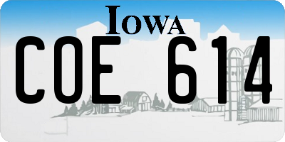 IA license plate COE614