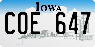 IA license plate COE647