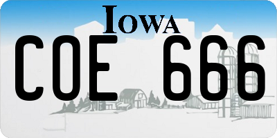 IA license plate COE666