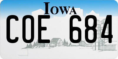 IA license plate COE684