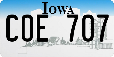 IA license plate COE707