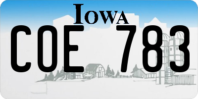 IA license plate COE783