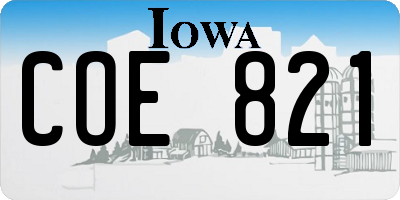 IA license plate COE821
