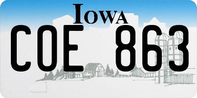 IA license plate COE863