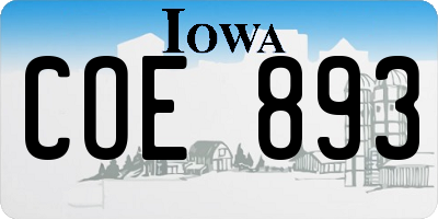 IA license plate COE893