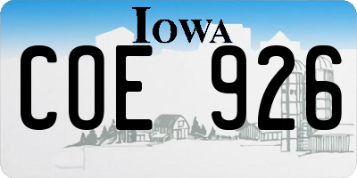 IA license plate COE926